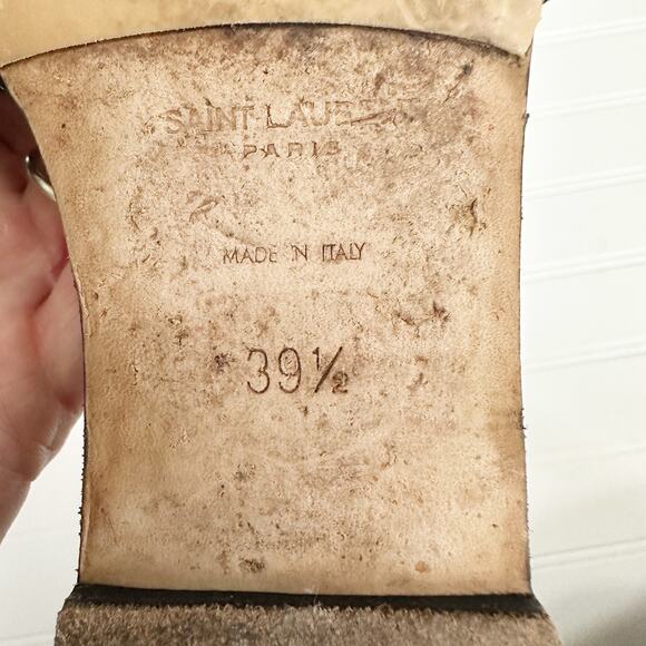 Saint Laurent Tribute Flat Sandals Black Patent Leather Woven Slide 39.5 - Picture 6 of 10